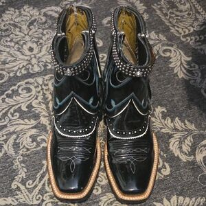 Ariat Black and Blue Embroidered Ankle Boots